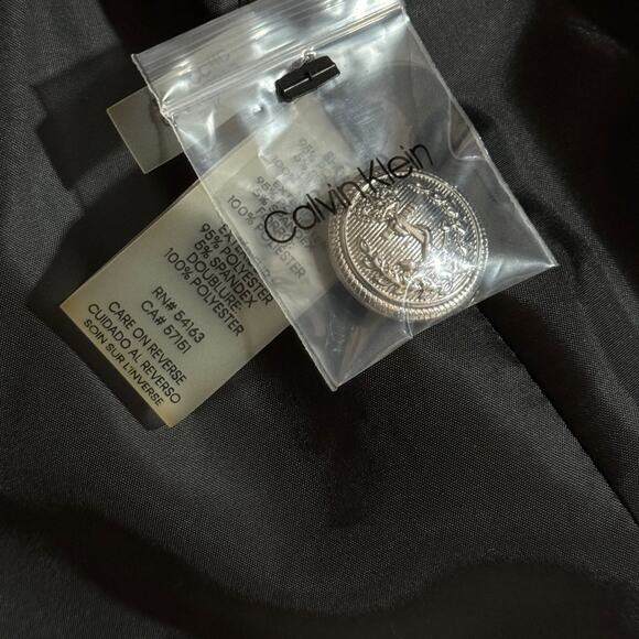 Calvin Klein Double Breast Military Blazer Zippered Sleeve Black NWT Size 8 - Picture 7 of 9